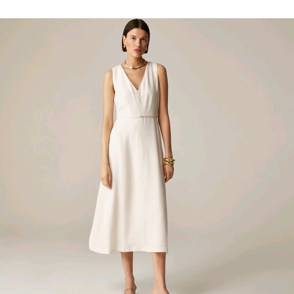 J. Crew Mathilde V-Neck Dress In Summer Linen - Picture 7 of 13